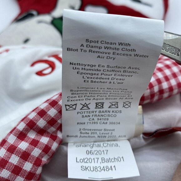 Pottery Barn Kids Lillie Peanuts Snoopy Quilted Christmas Tree Holiday Stocking - Picture 9 of 14